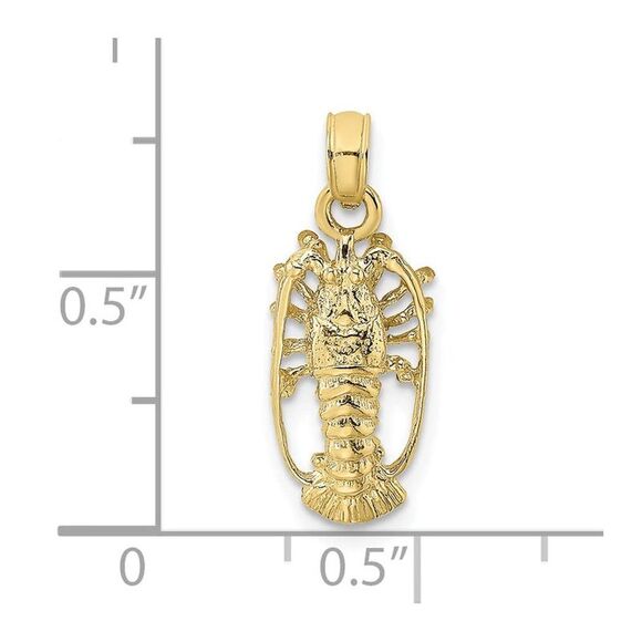 10K Yellow Gold Florida Lobster with Out Claws Charm